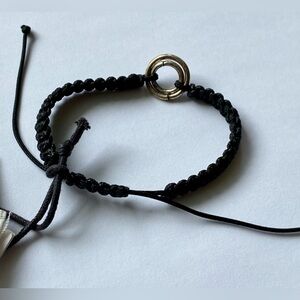 Nordstrom Treasure & Bond Black Macramé Bracelet with Silver Tone Hoop - NWT